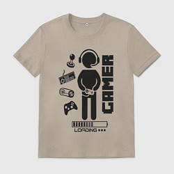 Футболка хлопковая мужская Игроман, цвет: миндальный