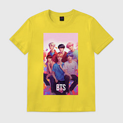 Футболка хлопковая мужская BTS art anime style, цвет: желтый