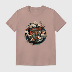 Футболка хлопковая мужская Power of the Dragon god, цвет: пыльно-розовый