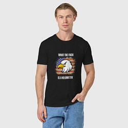 Футболка хлопковая мужская Смешная надпись what the fuck is a kilometer, цвет: черный — фото 2