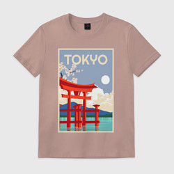 Футболка хлопковая мужская Tokyo - japan, цвет: пыльно-розовый
