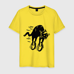Футболка хлопковая мужская Black cat rider, цвет: желтый