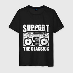 Футболка хлопковая мужская Support the classic, цвет: черный