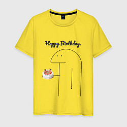 Футболка хлопковая мужская Happy Birthday Party, цвет: желтый