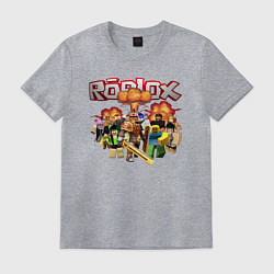 Мужская футболка Роблокс на фоне взрыва roblox