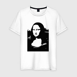 Футболка хлопковая мужская Mona Lisa in black white, цвет: белый