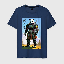 Футболка хлопковая мужская Панда - бусидо - кодекс самурая, цвет: тёмно-синий