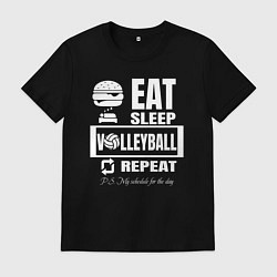 Футболка хлопковая мужская Волейбол на повторе, цвет: черный