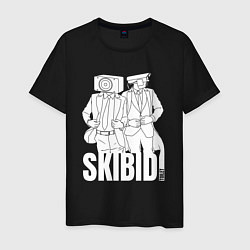 Футболка хлопковая мужская Skibidi Toilet Cameraman and Speakerman, цвет: черный