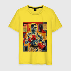 Футболка хлопковая мужская Боксер на ринге, цвет: желтый