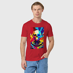 Футболка хлопковая мужская Pop art skull, цвет: красный — фото 2