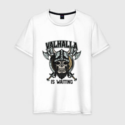 Футболка хлопковая мужская Valhalla Is Waintng, цвет: белый