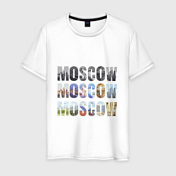 Футболка хлопковая мужская Moscow - Москва, цвет: белый