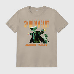 Футболка хлопковая мужская Skibidi toilet agent, цвет: миндальный