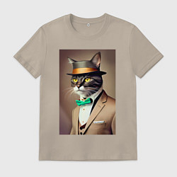 Мужская футболка Портрет кота джентльмена в шляпе