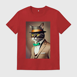 Мужская футболка Портрет кота джентльмена в шляпе