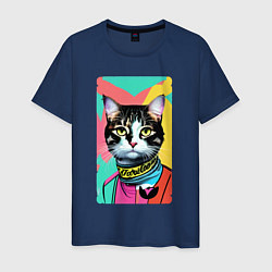 Мужская футболка Pop art cat - neural network