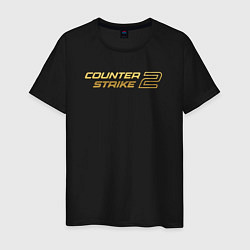 Футболка хлопковая мужская Counter strike 2 gold logo, цвет: черный
