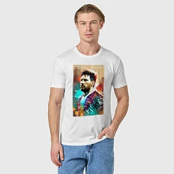 Футболка хлопковая мужская Lionel Messi - football - striker, цвет: белый — фото 2