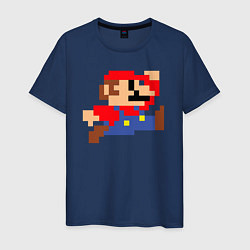 Футболка хлопковая мужская Пиксельный Марио, цвет: тёмно-синий
