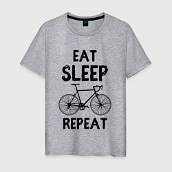 Футболка хлопковая мужская Eat sleep bike repeat, цвет: меланж