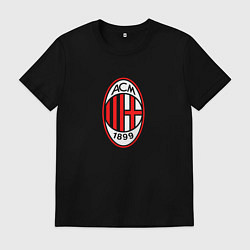 Футболка хлопковая мужская Футбольный клуб Milan, цвет: черный