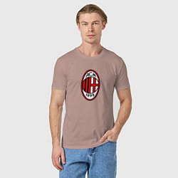 Футболка хлопковая мужская Футбольный клуб Milan, цвет: пыльно-розовый — фото 2