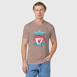 Футболка хлопковая мужская Liverpool fc sport collection, цвет: пыльно-розовый — фото 2