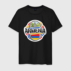 Футболка хлопковая мужская Adventure Armenia, цвет: черный