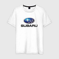 Футболка хлопковая мужская Subaru sport auto, цвет: белый