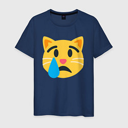 Футболка хлопковая мужская Жёлтый котик грустит, цвет: тёмно-синий
