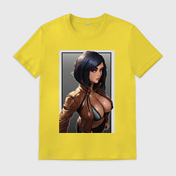 Футболка хлопковая мужская Крутая девушка, цвет: желтый
