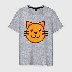Футболка хлопковая мужская Оранжевый котик счастлив, цвет: меланж