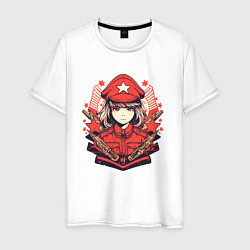 Футболка хлопковая мужская СССР вайфу, цвет: белый