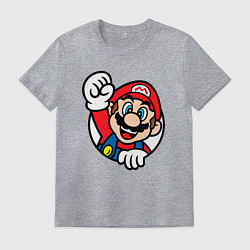 Футболка хлопковая мужская Марио значок классический, цвет: меланж