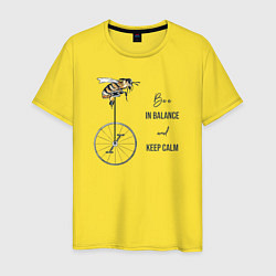 Футболка хлопковая мужская Be in ballance and keep calm, цвет: желтый