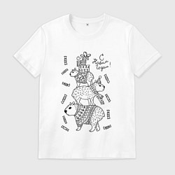 Мужская футболка Новогодние капибары - раскраска