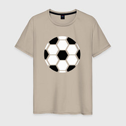 Футболка хлопковая мужская Простой футбольный мяч, цвет: миндальный