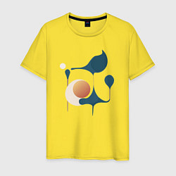Футболка хлопковая мужская Абстрактный фон - абстракция солнце и пятна, цвет: желтый