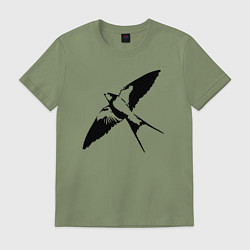Мужская футболка Ласточка парит трафарет