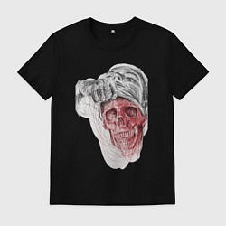 Мужская футболка Человеческая маска на черепе - скетч