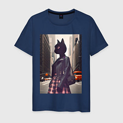 Мужская футболка Cat fashionista - New York - ai art