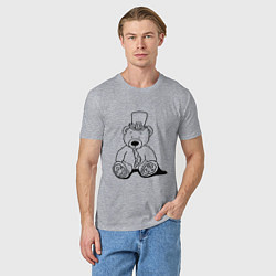 Футболка хлопковая мужская Плюшевый мишка лепрекон - раскраска, цвет: меланж — фото 2