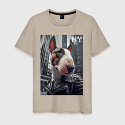 Мужская футболка Dude bull terrier in New York - ai art