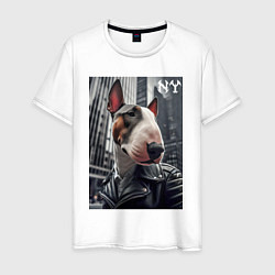 Мужская футболка Dude bull terrier in New York - ai art