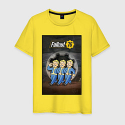 Футболка хлопковая мужская Fallaut - vault boys, цвет: желтый