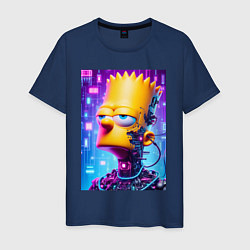 Футболка хлопковая мужская Cyber Bart Simpson - ai art, цвет: тёмно-синий