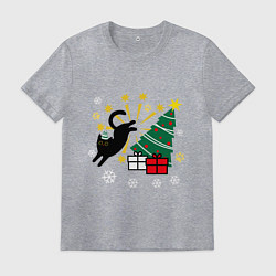 Мужская футболка Кот и елка