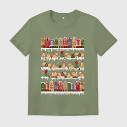 Мужская футболка Капибара зимой на Новый год