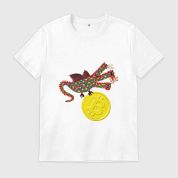 Мужская футболка Дракон с монетой Биткойна